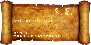 Kulman Rózsa névjegykártya